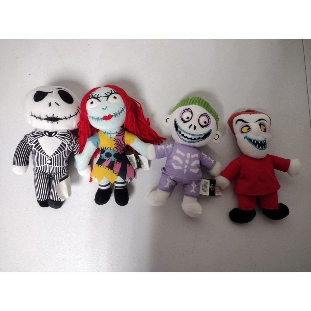 Disney Nightmare Before‎ Christmas Plush Set Jack Sally Lock Barrel 8" 4pc Lot